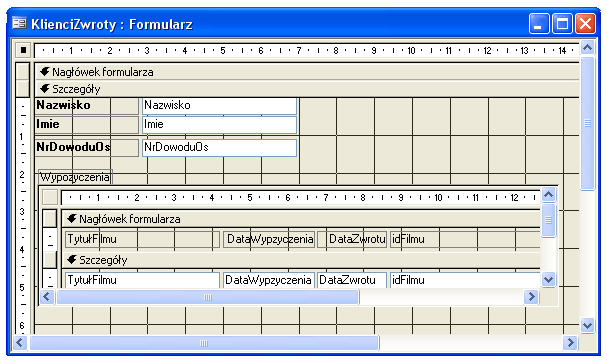 Formularz z podformularzem